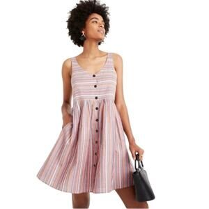 Madewell Women’s Scoop Neck Tank Dress Rainbow Stripe Size Small